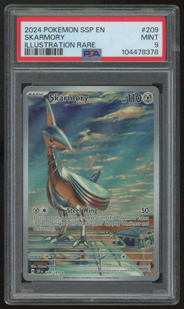 2024 Pokemon Skarmory Surging Sparks Illustration Rare #209 PSA 9 (B)