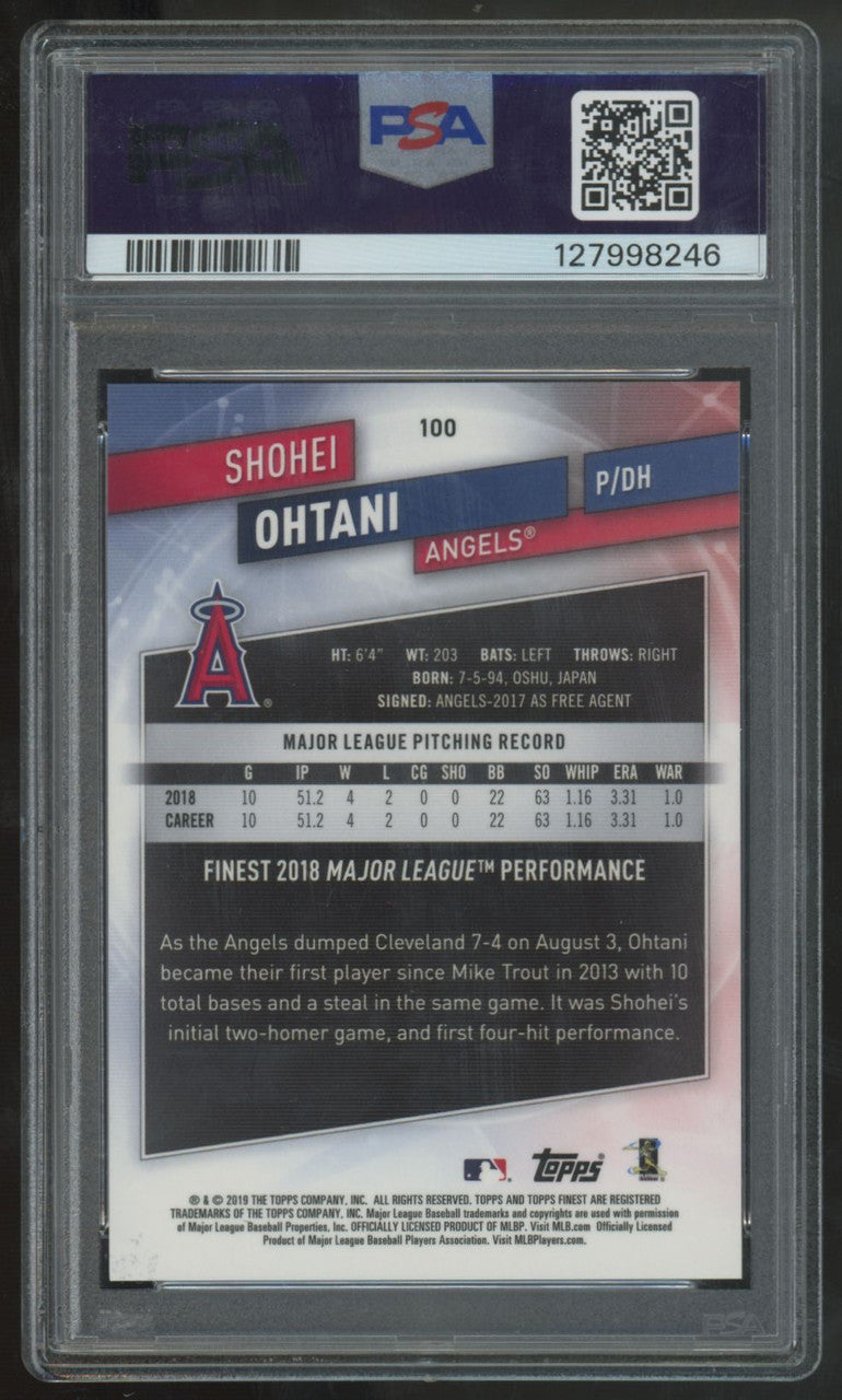 2019 Topps Finest Shohei Ohtani Blue Refractor /150 #100 PSA 10