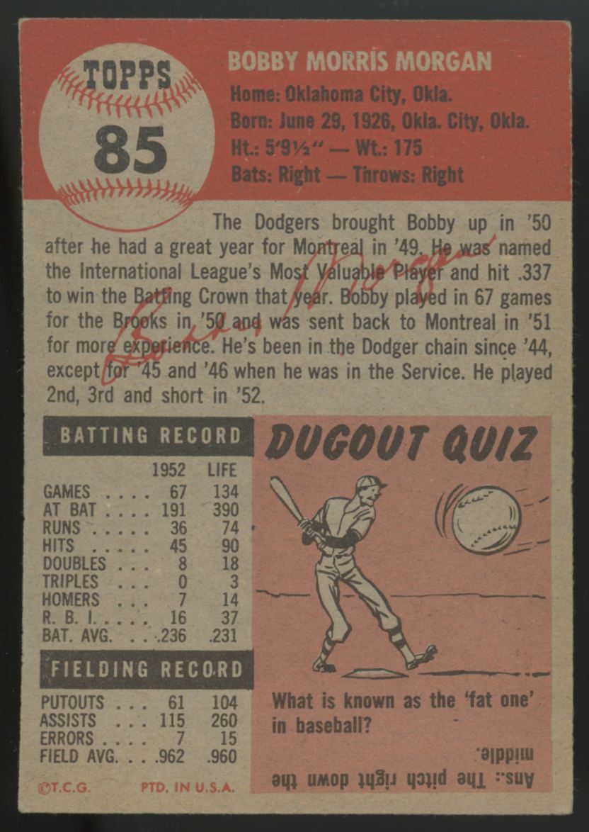 1953 Topps Bobby Morgan #85 VG-EX