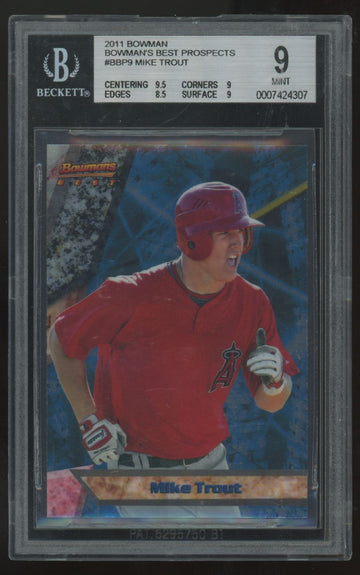 2011 Bowman's Best Mike Trout RC Prospects #BBP9 BGS 9