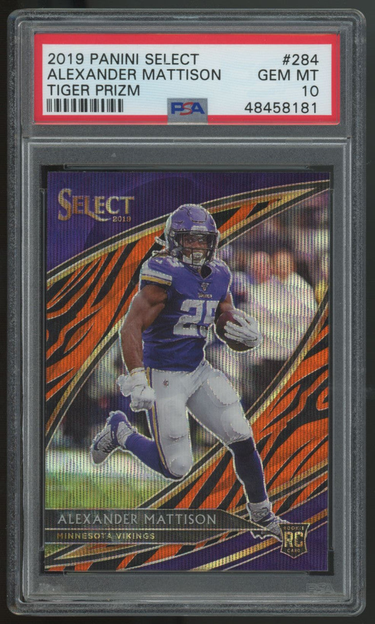 2019 Panini Select Alexander Mattison RC Tiger Prizm SSP #284 PSA 10
