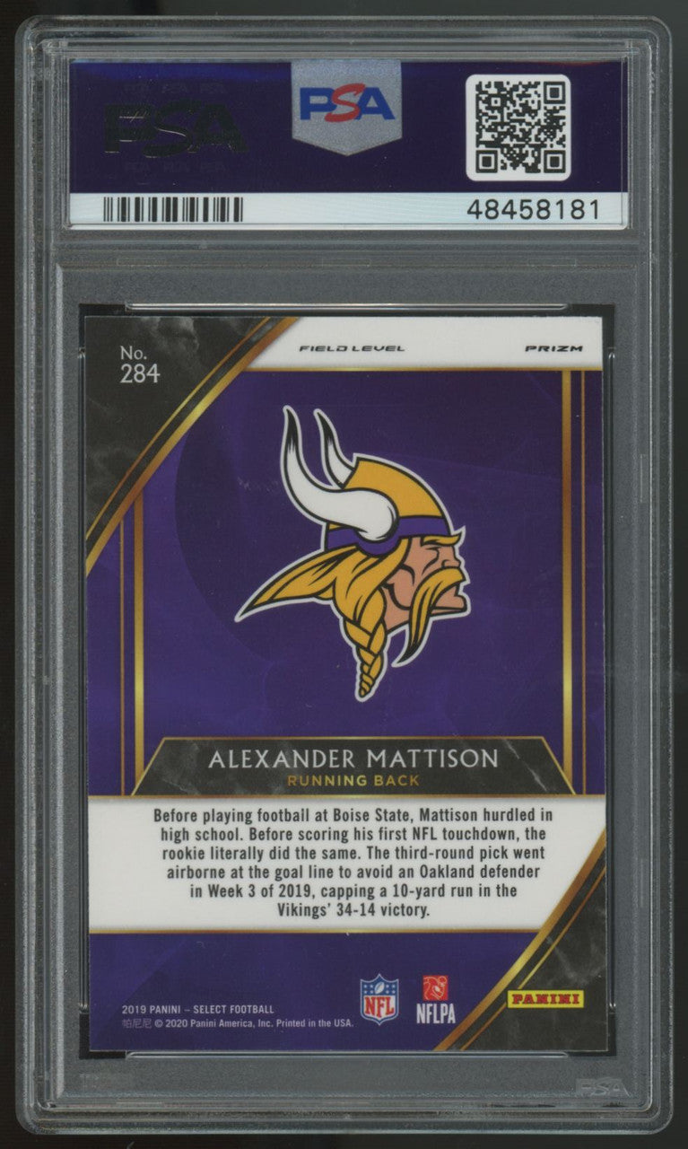 2019 Panini Select Alexander Mattison RC Tiger Prizm SSP #284 PSA 10