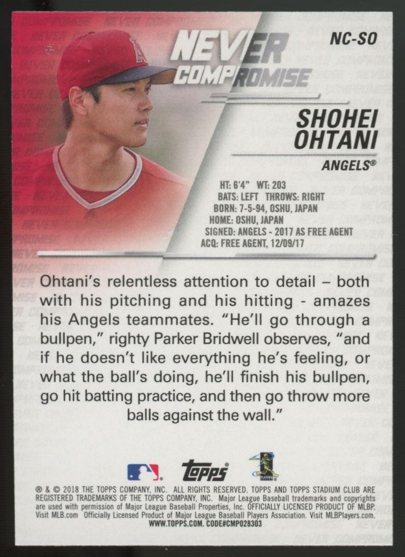 2018 Stadium Club Baseball Never Compromise Complete Set (25) Ohtani