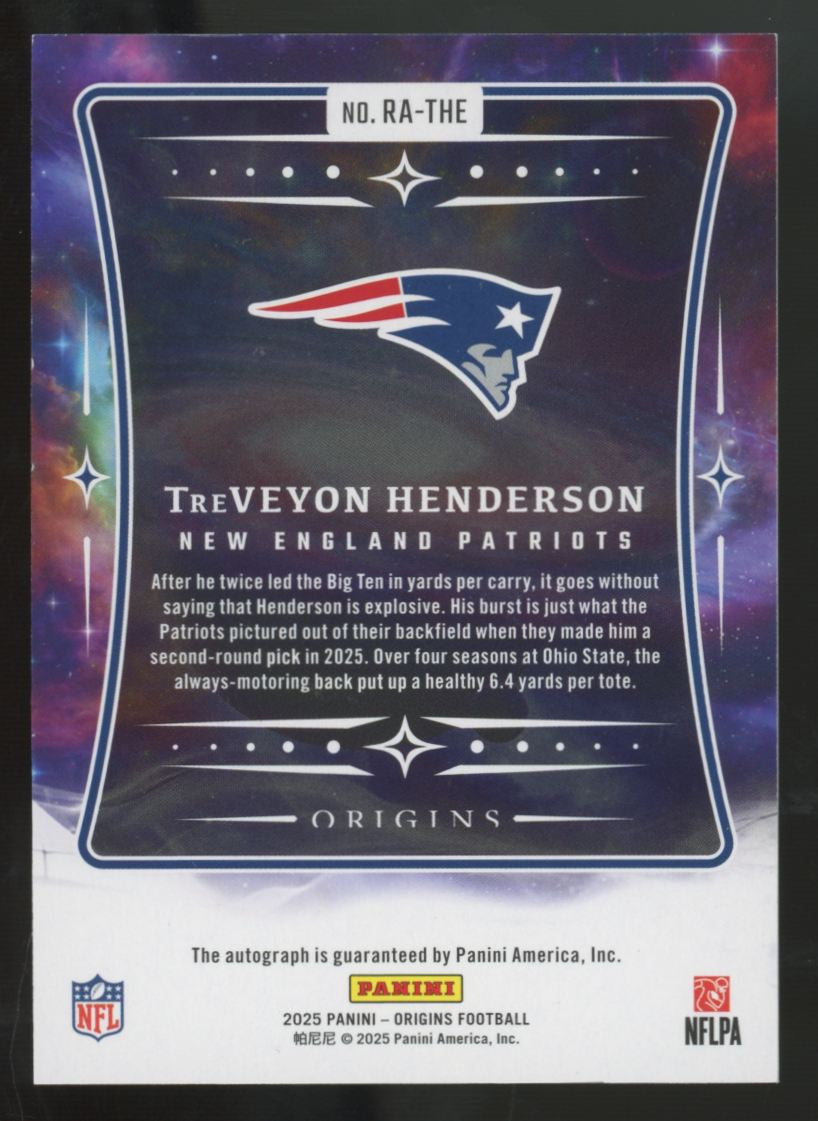 2025 Panini Origins TreVeyon Henderson RC Auto #RA-THE