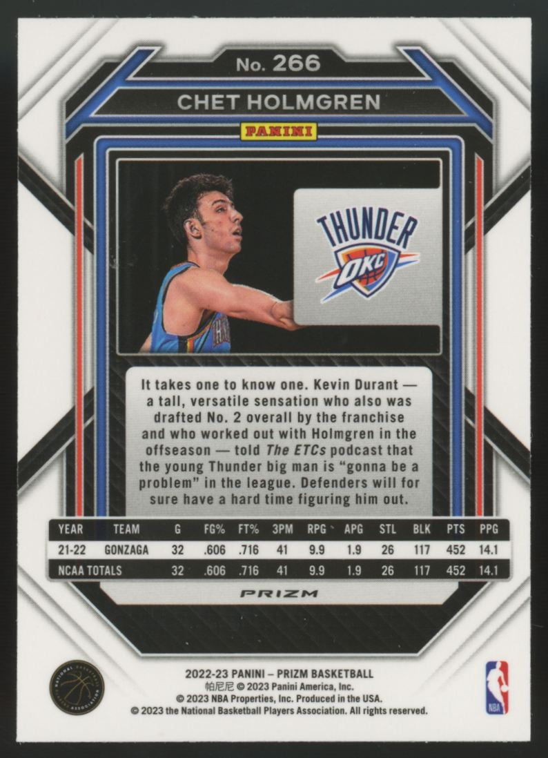 2022-23 Panini Prizm Chet Holmgren RC Ice #266