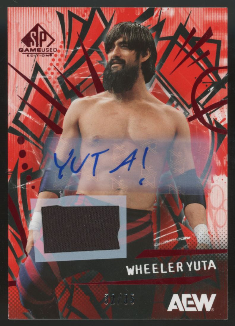 2025 Upper Deck SP Game Used AEW Wheeler Yuta Red Patch Auto /35 #76