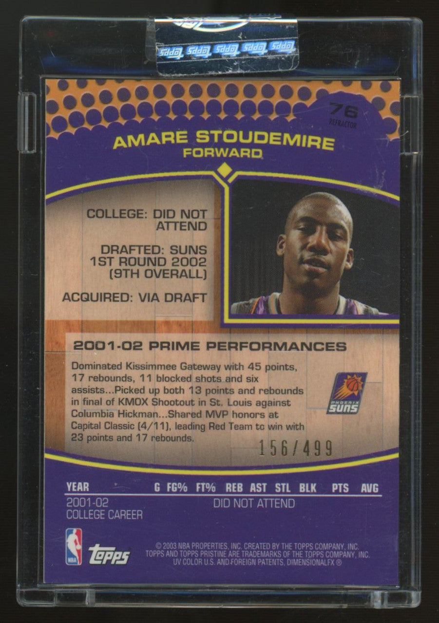 2002-03 Topps Pristine Amare Stoudemire RC Refractor /499 #76