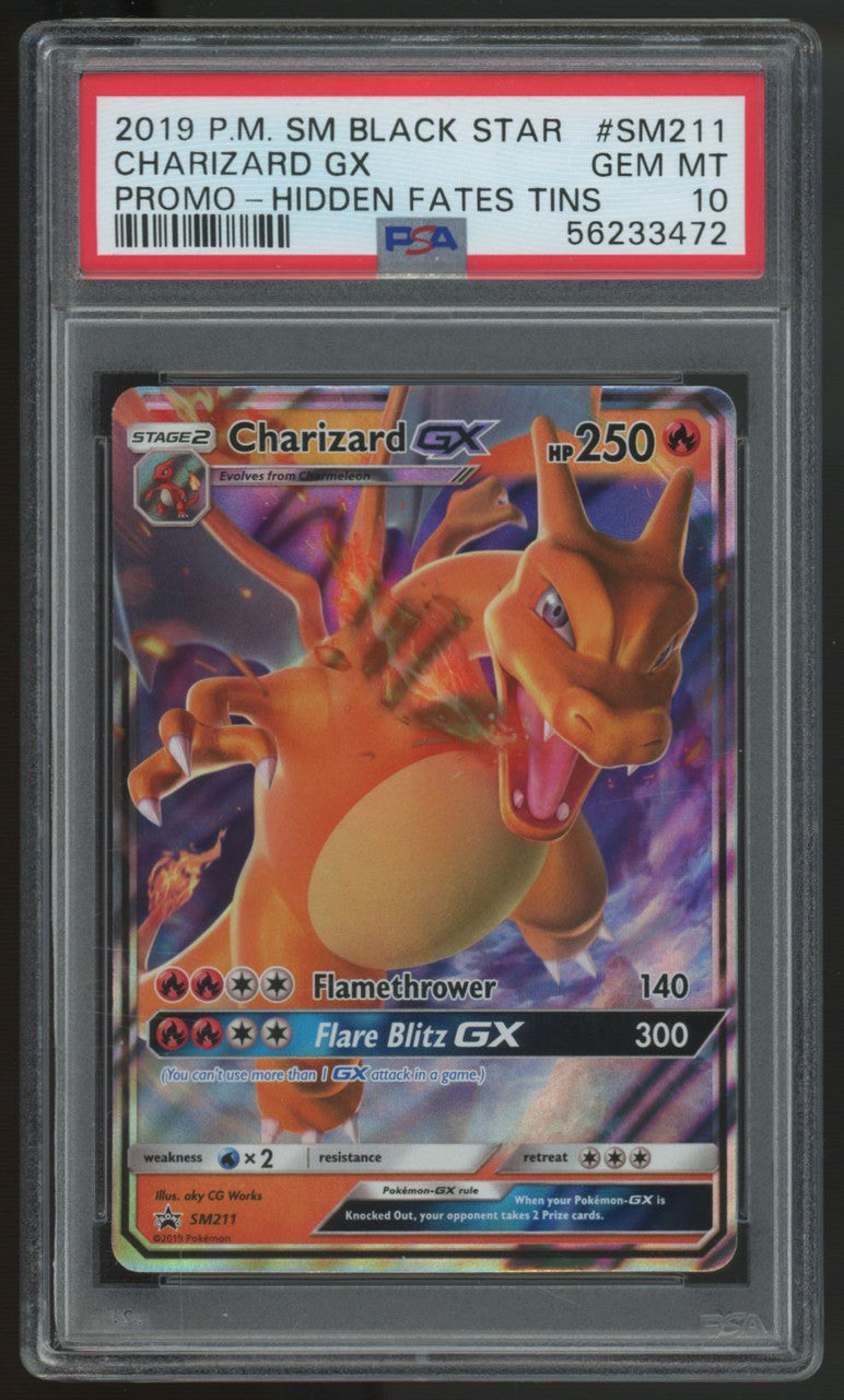 2019 Pokemon Charizard GX Hidden Fates Promo #SM211 PSA 10