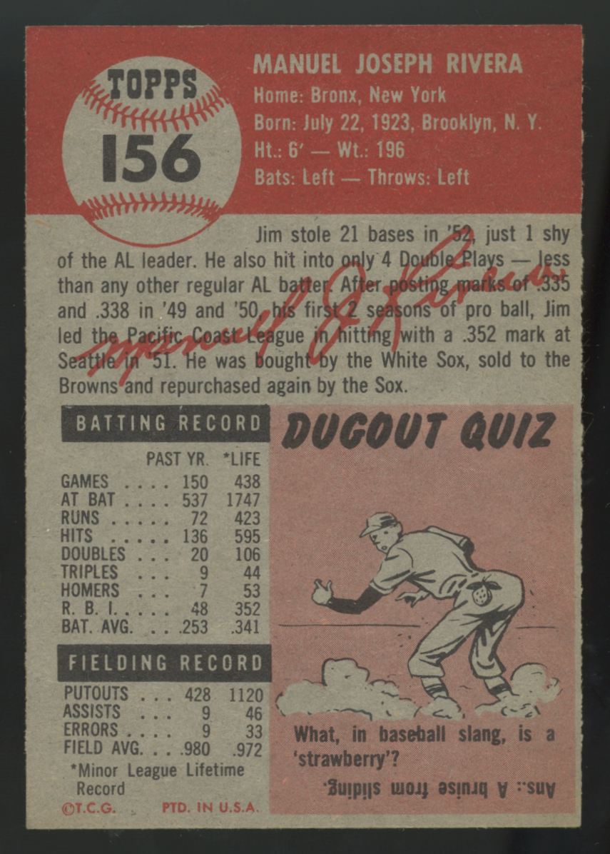 1953 Topps Jim Rivera #156 VG/EX