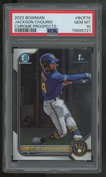 2022 Bowman Chrome Jackson Chourio 1st Prospects #BCP-79 PSA 10
