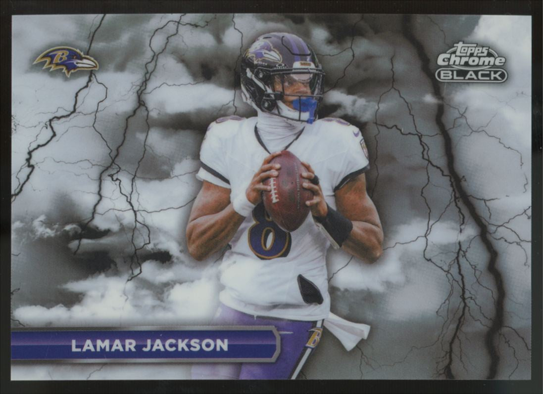 2025 Topps Chrome Black Lamar Jackson Black Lightning SSP #BL-1