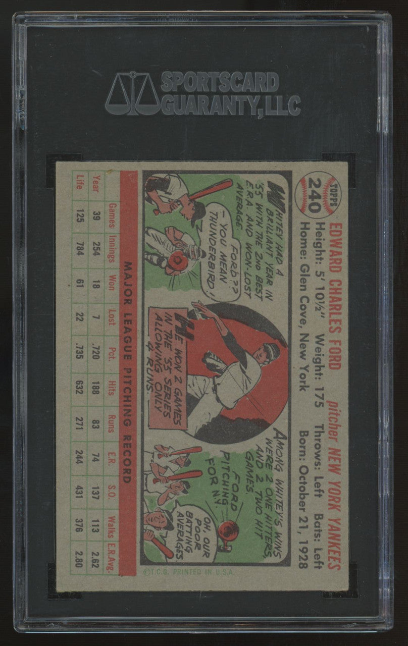 1956 Topps Whitey Ford #240 SGC Authentic