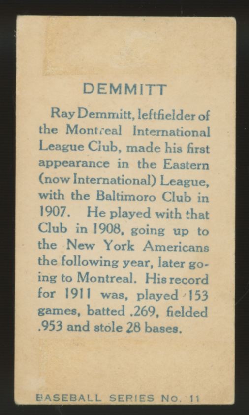 1912 C46 Imperial Ray Demmitt #11 VG