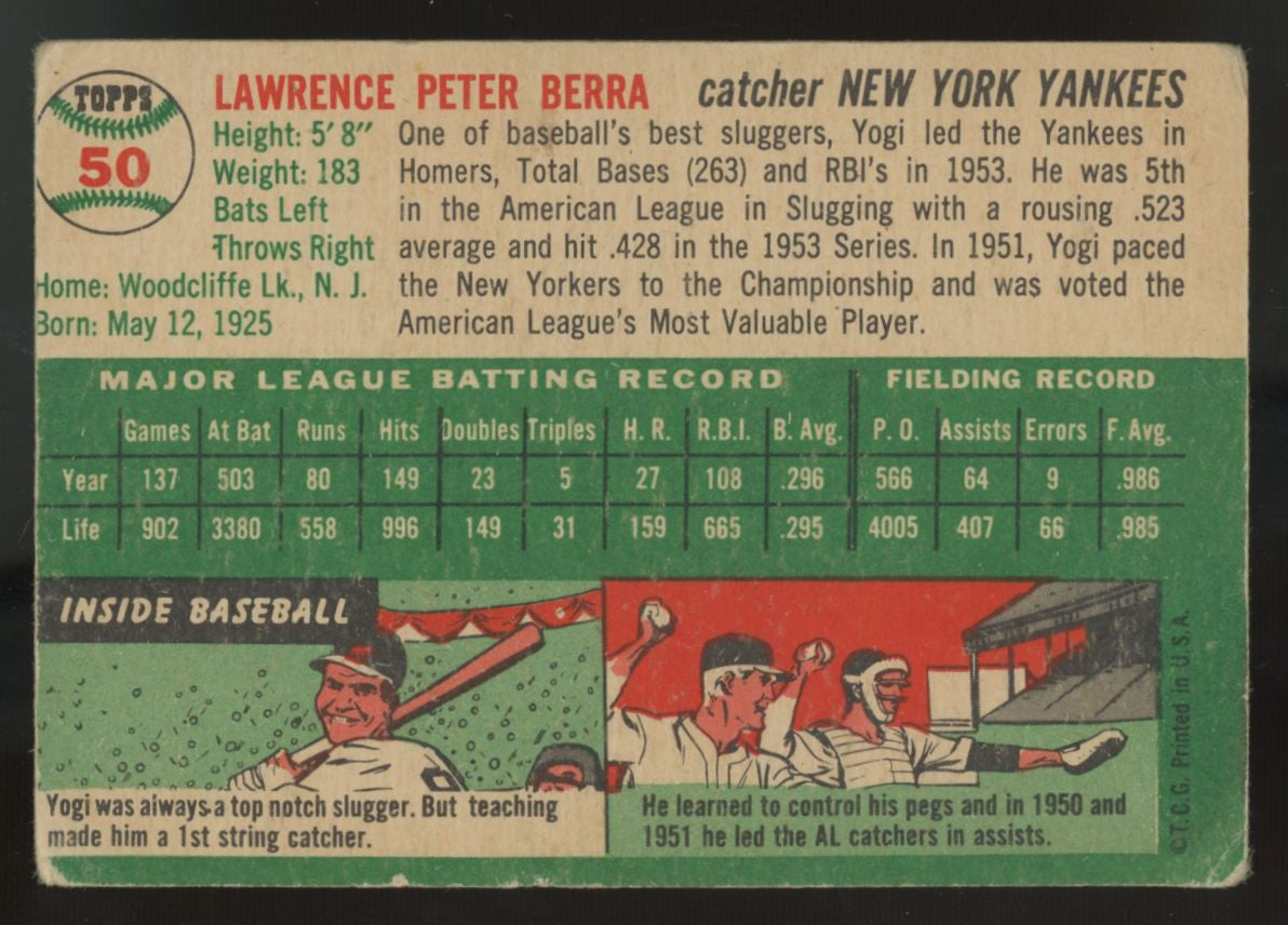 1954 Topps Yogi Berra #50 F/G