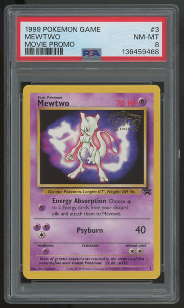 1999 Pokemon Mewtwo Movie Promo #3 PSA 8