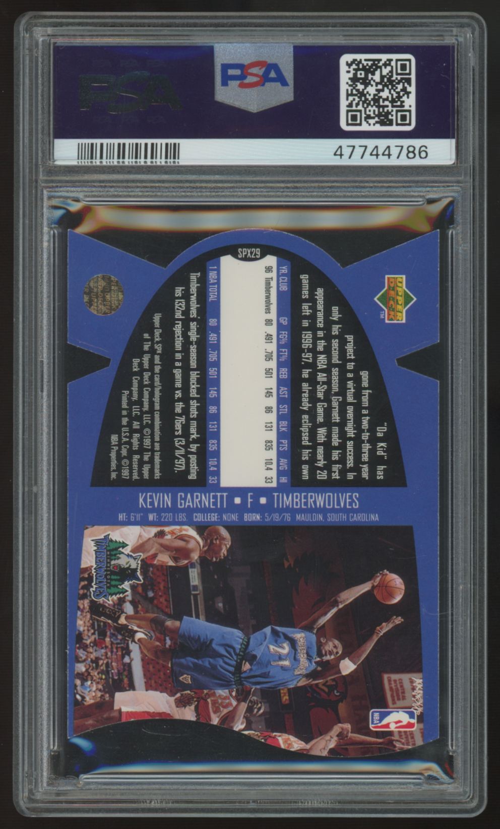 1997-98 Upper Deck SPx Kevin Garnett Die-Cut #29 PSA 10