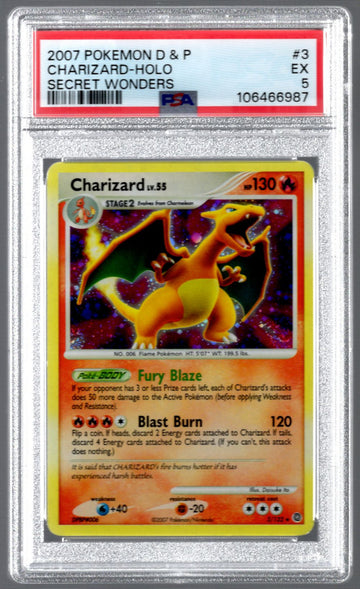 2007 Pokemon Charizard Secret Wonders Holo #3 PSA 5