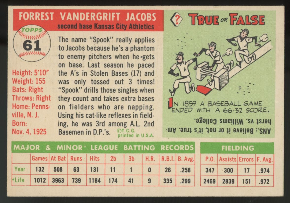 1955 Topps Forrest "Spook" Jacobs #61 NM