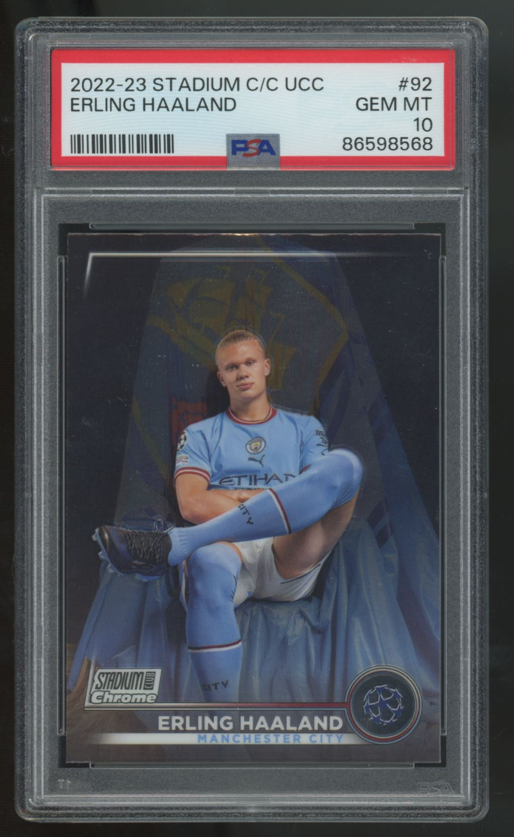2022-23 Topps Stadium Club Chrome UEFA Erling Haaland #92 PSA 10