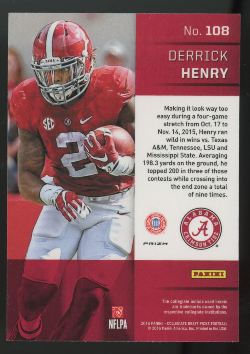 2016 Panini Collegiate Draft Picks Derrick Henry RC Red Prizm #108