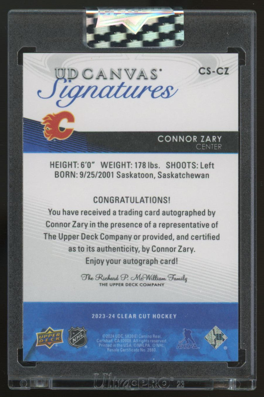2023/24 UD Clear Cut Connor Zary UD Canvas Signatures Auto #CS-CZ