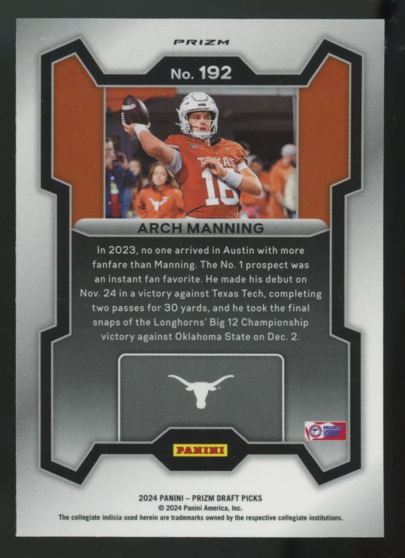 2024 Panini Prizm Draft Picks Arch Manning Rated Prospect Green Prizm #192