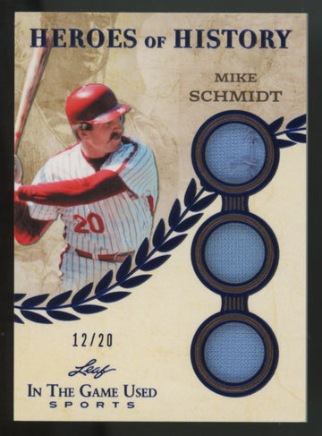 2025 Leaf In The Game Mike Schmidt Heroes Of History Blue Triple Patch /20
