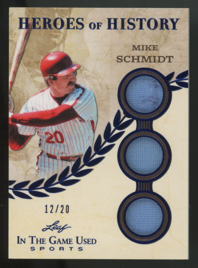 2025 Leaf In The Game Mike Schmidt Heroes Of History Blue Triple Patch /20
