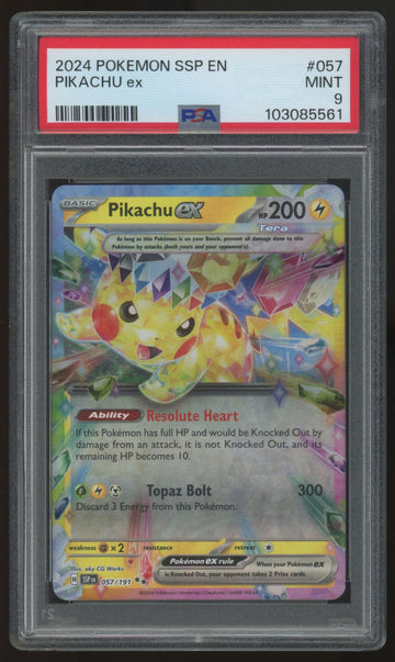 2024 Pokemon Pikachu ex Surging Sparks Holo #057 PSA 9