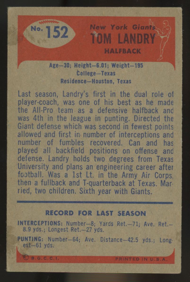 1955 Bowman Tom Landry #152 EX