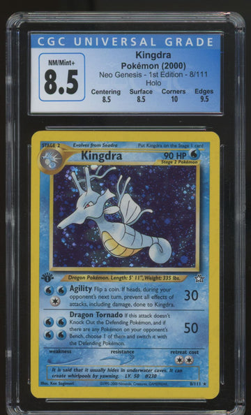 2000 Pokemon Kingdra Neo Genesis 1st Edition Holo #8 CGC 8.5