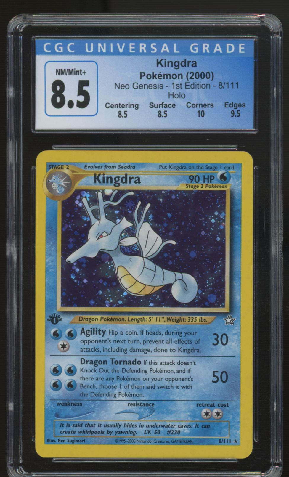 2000 Pokemon Kingdra Neo Genesis 1st Edition Holo #8 CGC 8.5