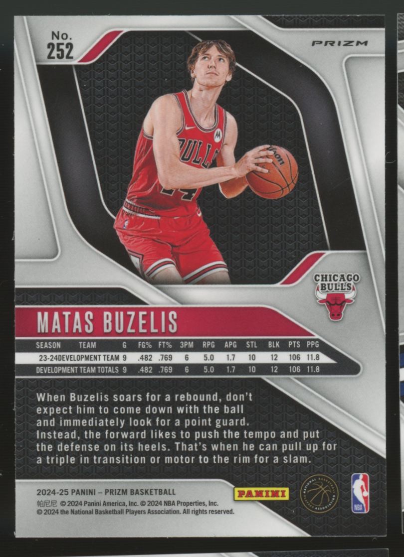 2024/25 Prizm Basketball Matas Buzelis RC Silver Prizm #252