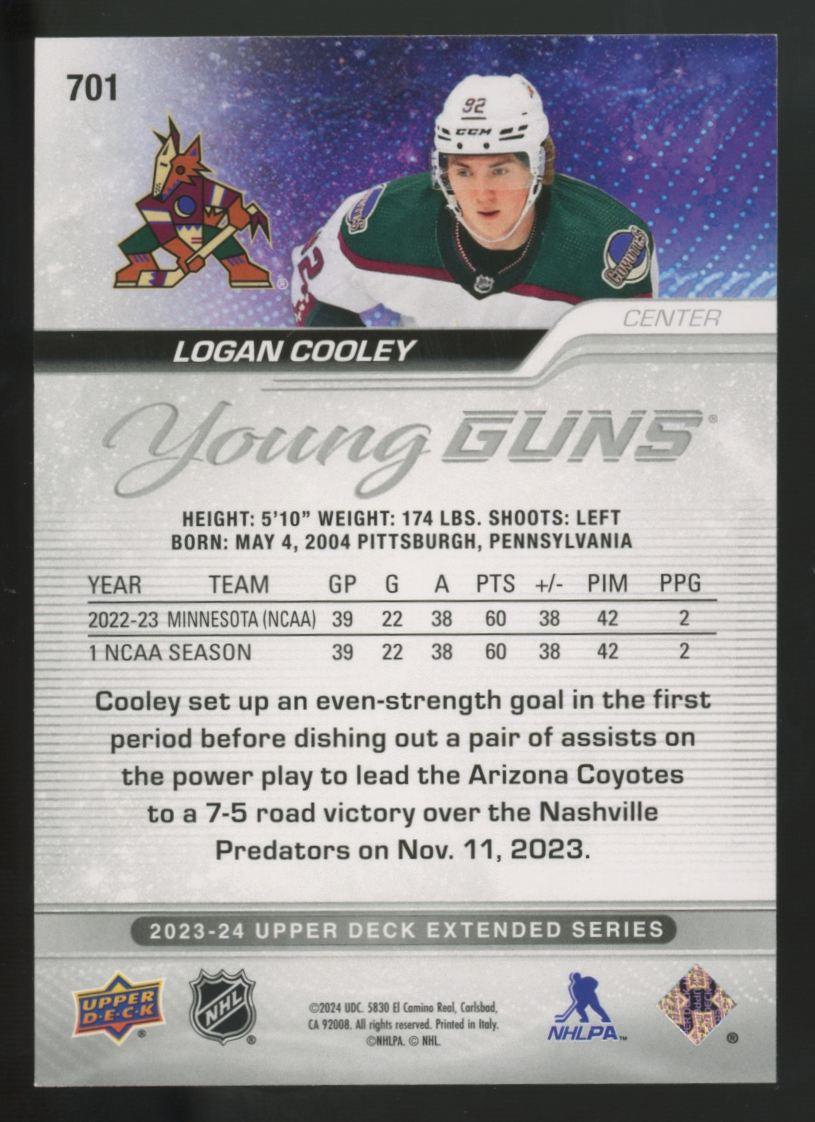 2023-24 Upper Deck Extended Logan Cooley RC Young Guns #701