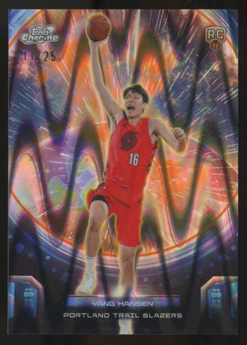 2025-26 Topps Chrome Cosmic Yang Hansen RC ReEntry Orange Galactic Refractor /25