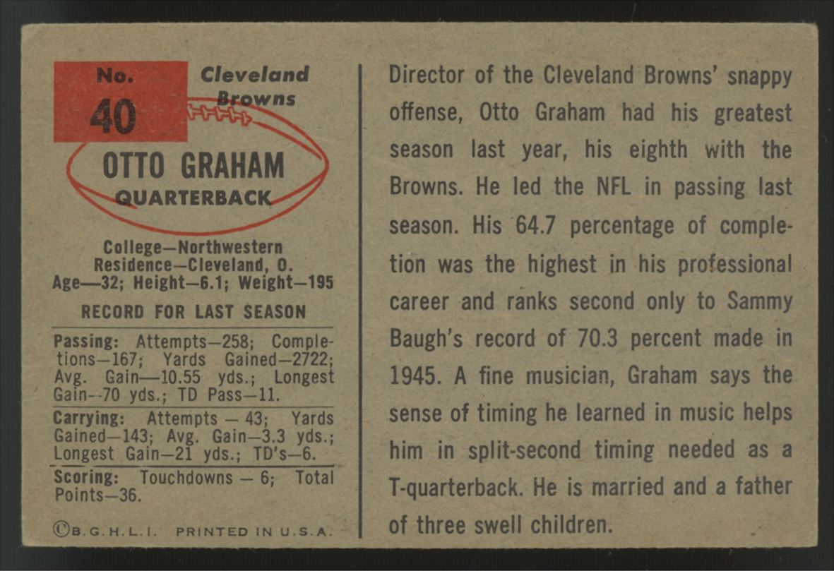 1954 Bowman Otto Graham #40 VG-EX