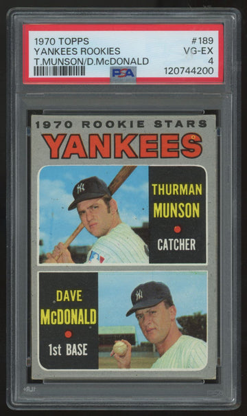 1970 Topps Munson/McDonald RC Rookie Stars #189 PSA 4