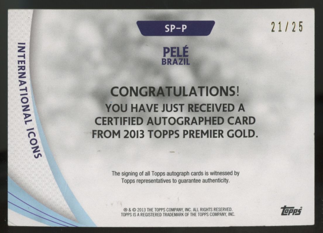 2013-14 Topps Premier Gold Pele International Icons Auto Orange /25 #SP-P VG/EX