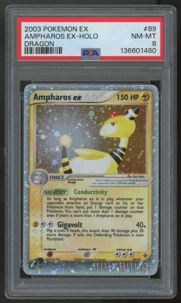 2003 Pokemon Ampharos ex Dragon Holo #89 PSA 8