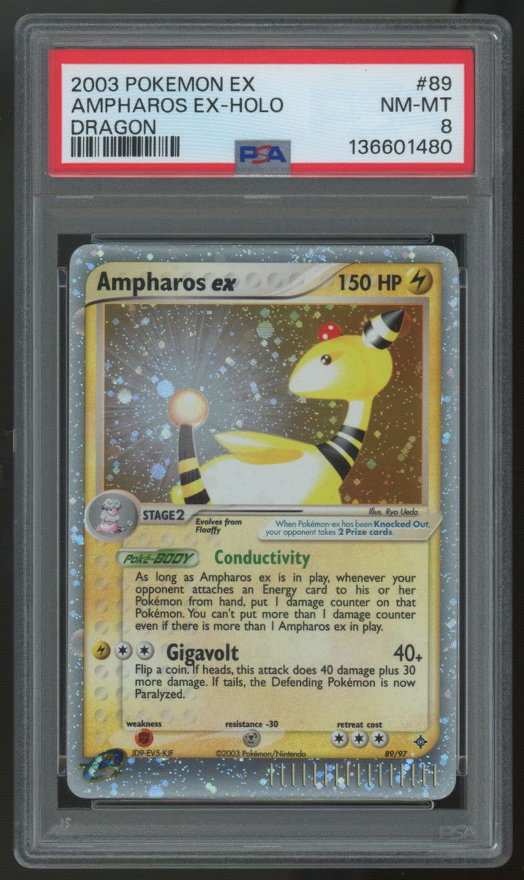 2003 Pokemon Ampharos ex Dragon Holo #89 PSA 8