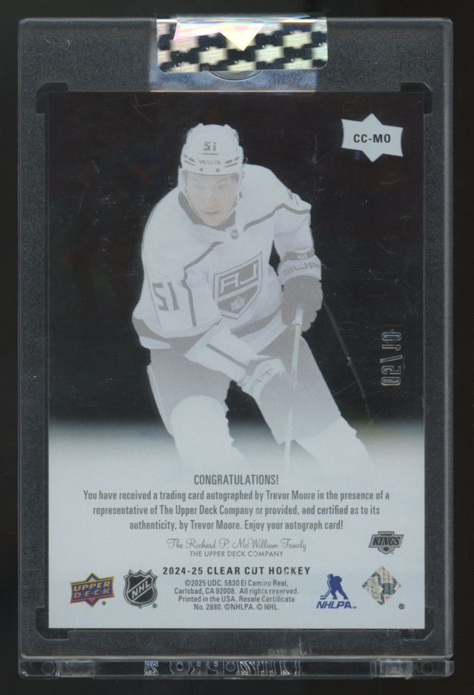 2024-25 Upper Deck Clear Cut Trevor Moore Gold High Gloss Auto /10 #CC-MO