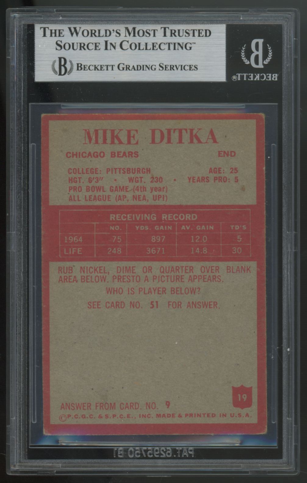 1965 Philadelphia Mike Ditka #19 BGS 3.5