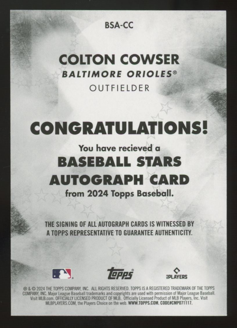2024 Topps Colton Cowser RC Baseball Stars Auto #BSA-CC