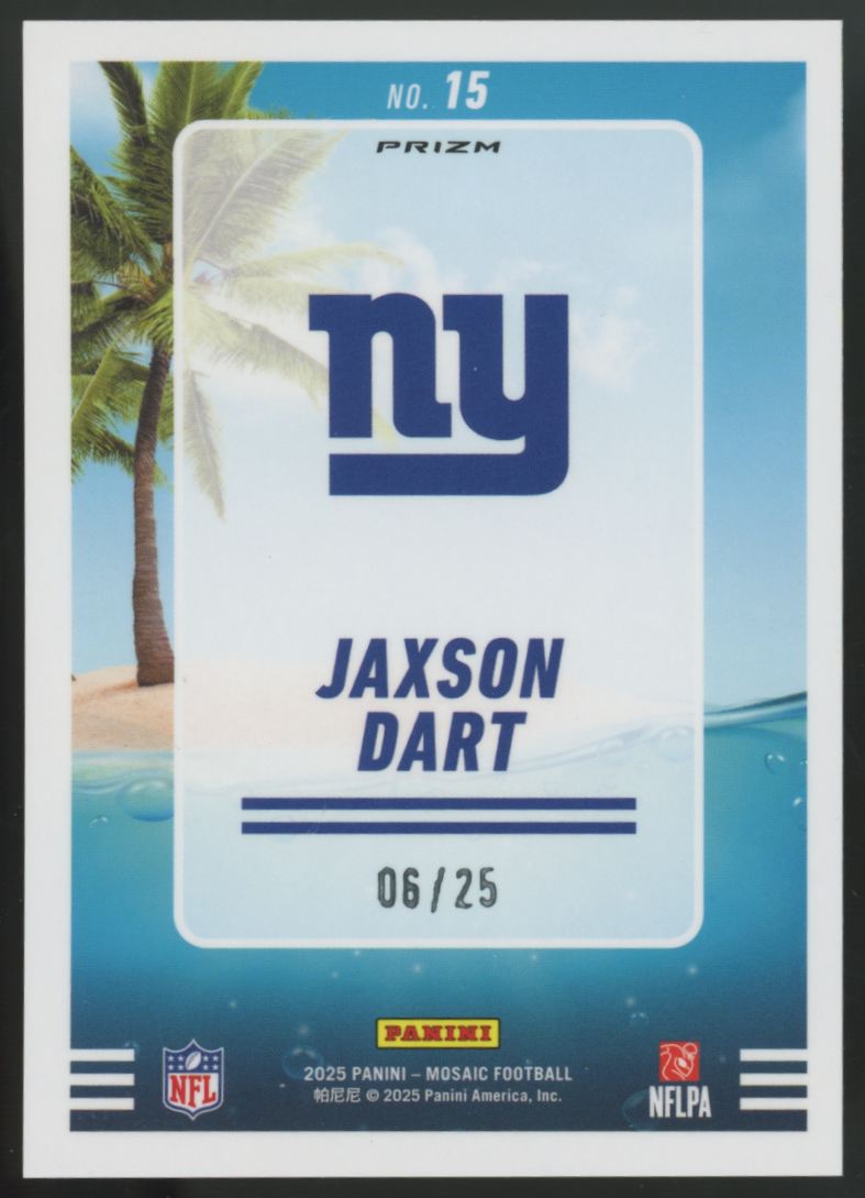 2025 Panini Mosaic Jaxson Dart RC White Splash /25 #15
