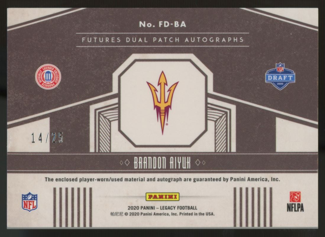 2020 Legacy Brandon Aiyuk Futures RC Dual Patch Auto RPA Blue /25 #FD-BA