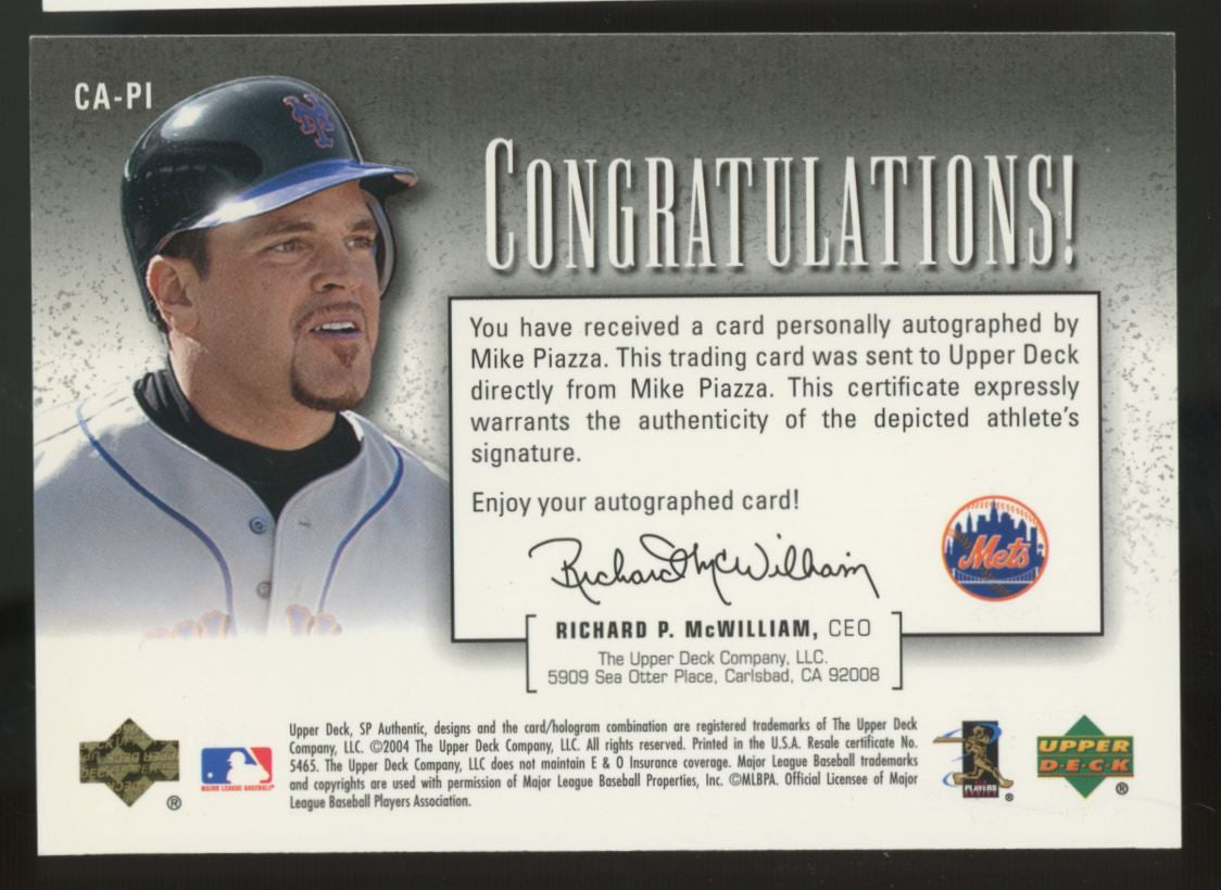 2004 SP Authentic Mike Piazza Bronze Chirography Auto /65 #CA-PI