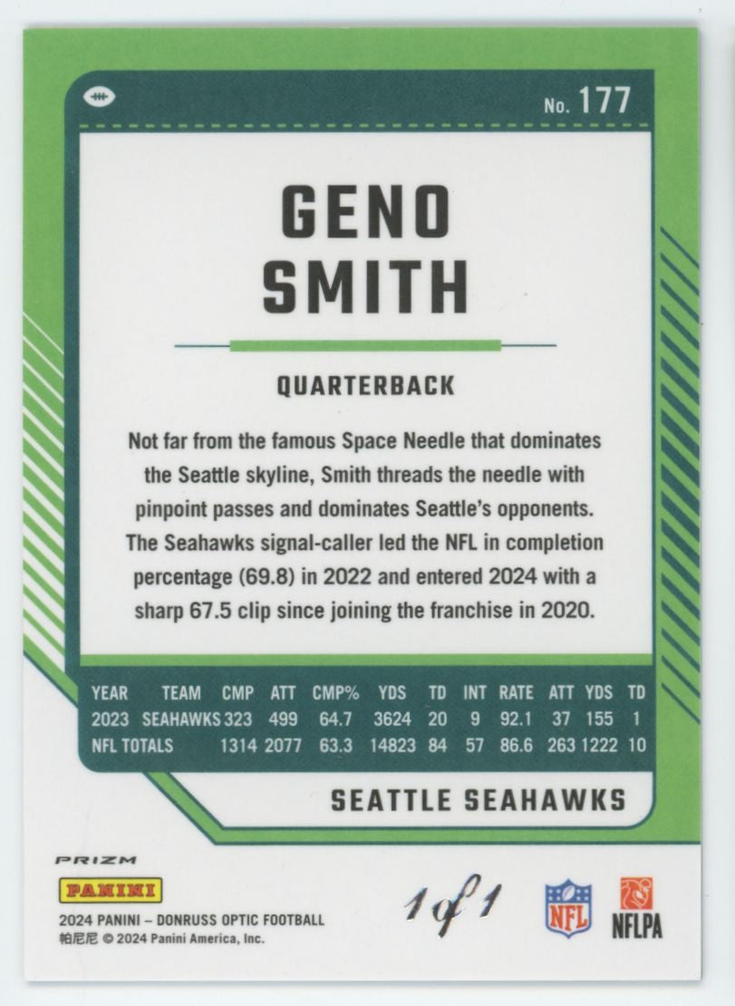 2024 Panini Donruss Optic Geno Smith Nebula 1/1 #177 *READ*