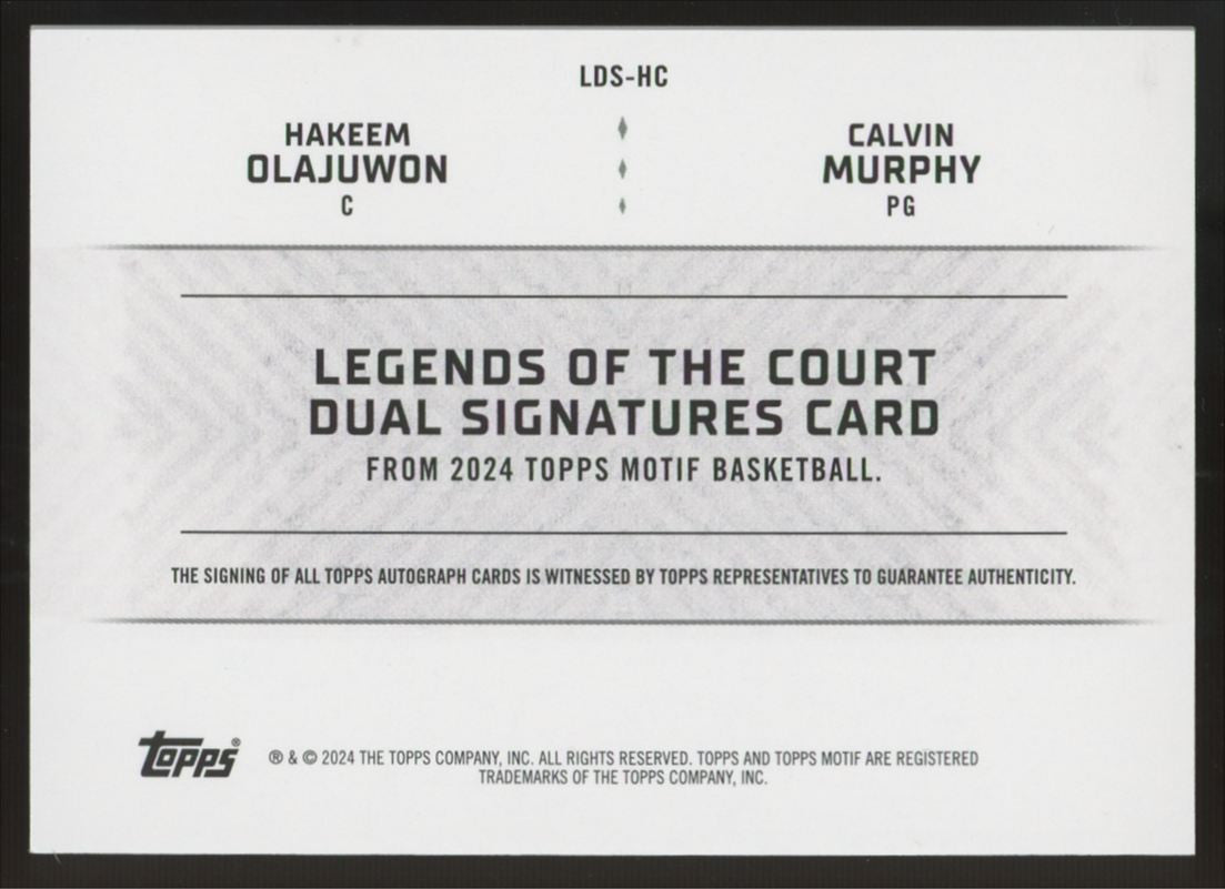 2023-24 Topps Motif Olajuwon Murphy Legends Of The Court Dual Auto /25