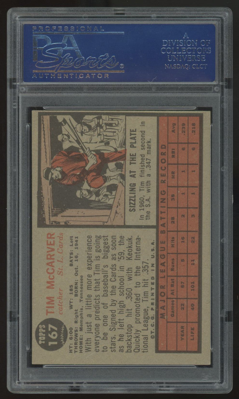 1962 Topps Tim McCarver RC #167 PSA 6
