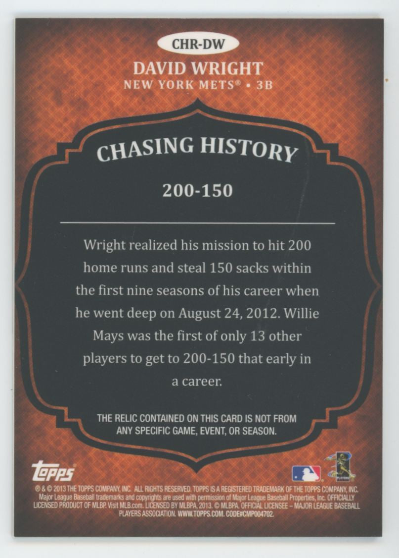 2013 Topps Series Two David Wright Chasing History Patch /99 #CHR-DW